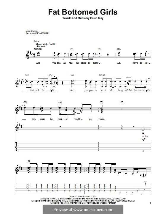 Fat Bottomed Girls: For guitar (Queen) by Brian May