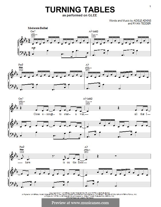 Turning Tables: Para voz e piano ou guitarra (Glee Cast) by Adele, Ryan B Tedder