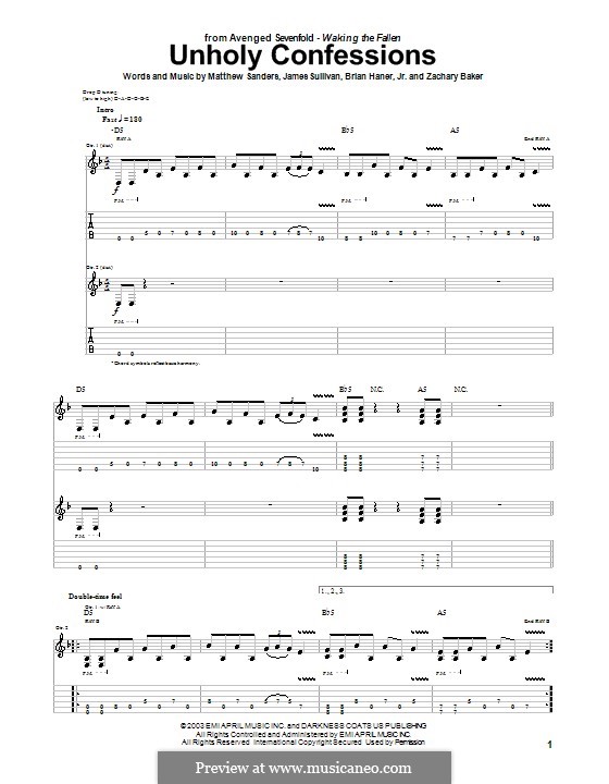 Unholy Confessions (Avenged Sevenfold): Para guitarra com guia by Brian Haner Jr., James Sullivan, Matthew Sanders, Zachary Baker