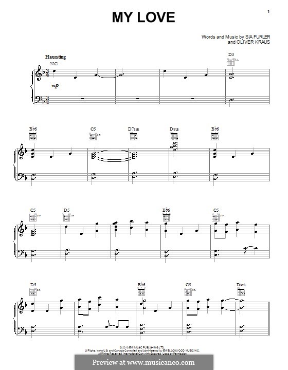 My Love (Sia) Por O. Kraus, S. Furler - Partituras On MúsicaNeo