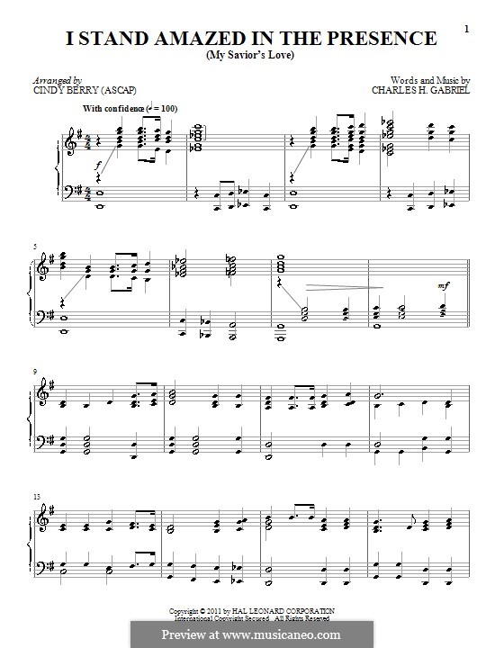 I Stand Amazed in the Presence (My Savior's Love): Para Piano by Charles Hutchinson Gabriel