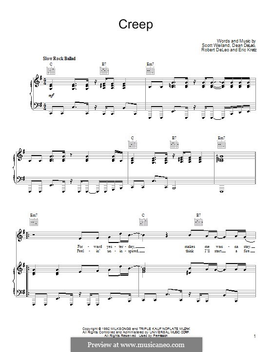 Creep (Stone Temple Pilots): Para vocais e piano (ou Guitarra) by Dean DeLeo, Eric Kretz, Robert DeLeo, Scott Weiland