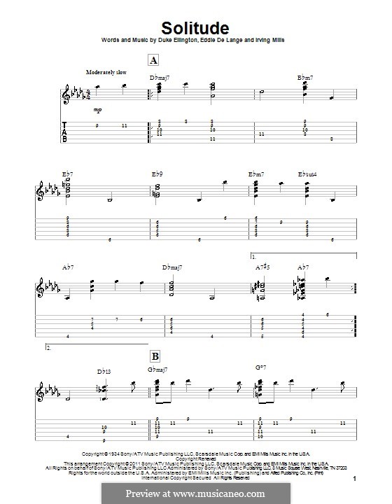 Solitude: Para guitarra com guia by Irving Mills, Duke Ellington, Eddie De Lange