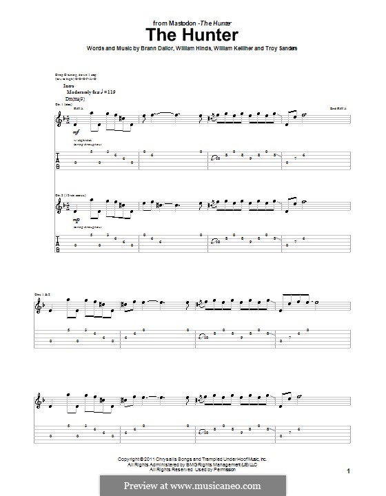 The Hunter (Mastodon): Para guitarra com guia by Brann Dailor, Troy Sanders, William Hinds, William Kelliher