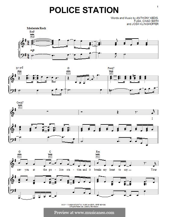 Police Station (Red Hot Chili Peppers): Para vocais e piano (ou Guitarra) by Flea, Anthony Kiedis, Chad Smith, Josh Klinghoffer