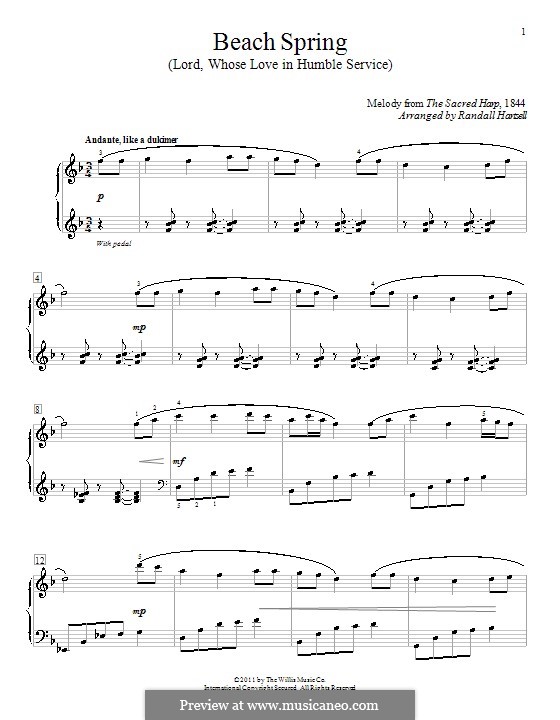Beach Spring (Lord, Whose Love in Humble Service): Para Piano by Unknown (works before 1850)