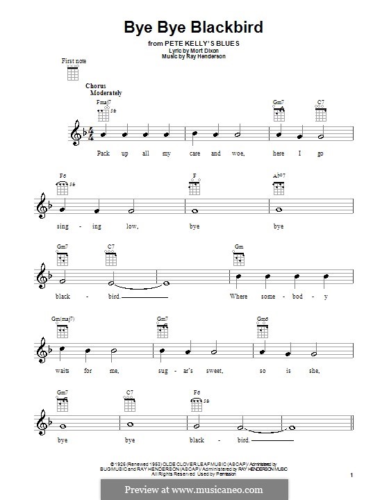 Bye Bye Blackbird: para ukulele by Ray Henderson
