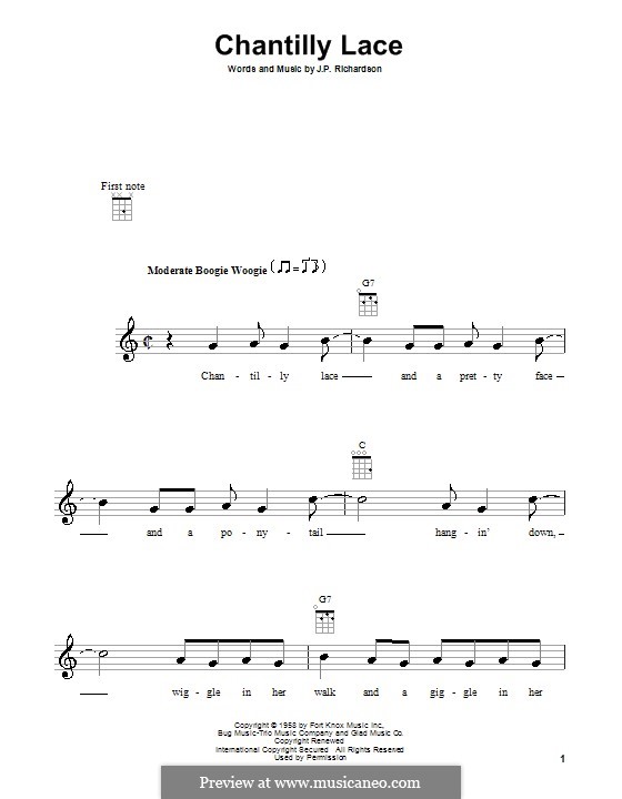 Chantilly Lace (The Big Bopper) por J. Richardson - Partituras on músicaNeo