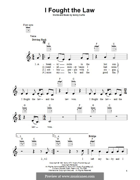 I Fought the Law (The Clash): para ukulele by Sonny Curtis