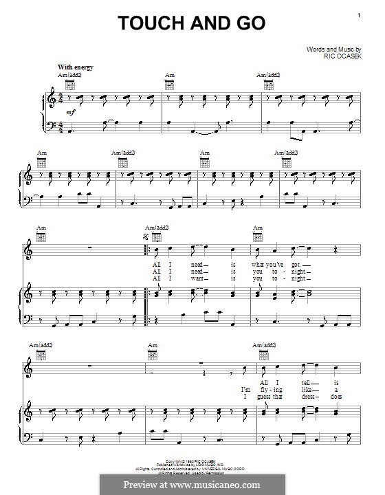 Touch and Go (The Cars): Para vocais e piano (ou Guitarra) by Ric Ocasek
