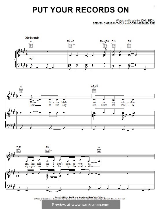 Put Your Records on (Corinne Bailey Rae): Para vocais e piano (ou Guitarra) by John Beck, Steven Chrisanthou