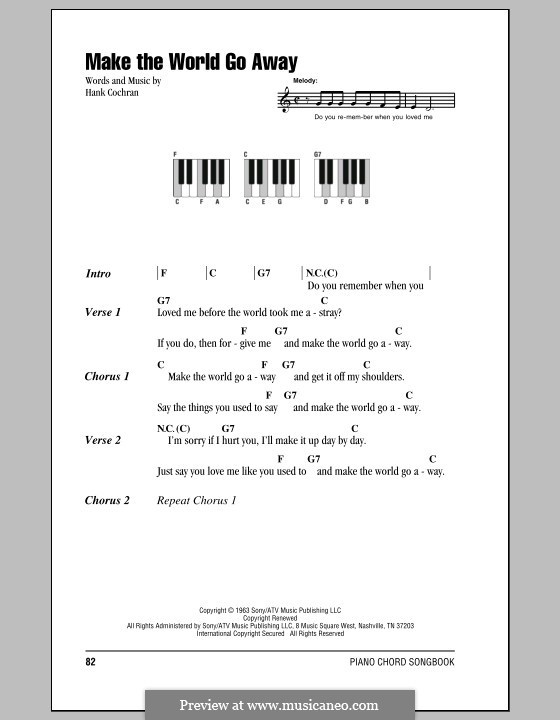 Make the World Go Away (Eddy Arnold): letras e acordes para piano by Hank Cochran