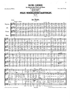 Six Songs, Op.41: set completo by Felix Mendelssohn-Bartholdy