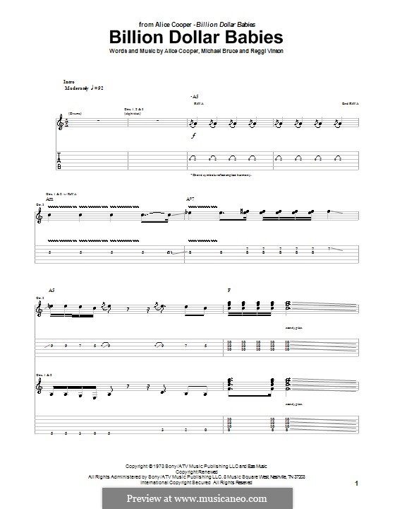 Billion Dollar Babies: Para guitarra com guia by Michael Bruce, Reggi Vinson