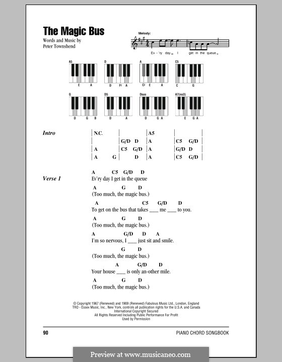 The Magic Bus (The Who): letras e acordes para piano by Peter Townshend