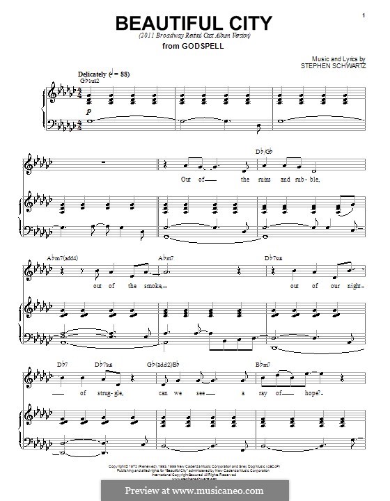 Beautiful City: Para vocais e piano (ou Guitarra) by Stephen Schwartz