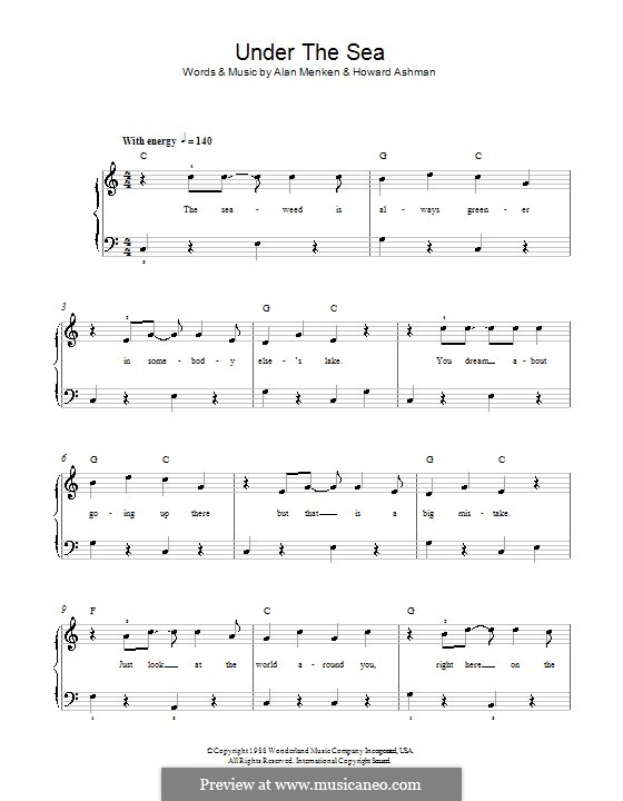 Under the Sea (from The Little Mermaid): Facil para o piano by Alan Menken