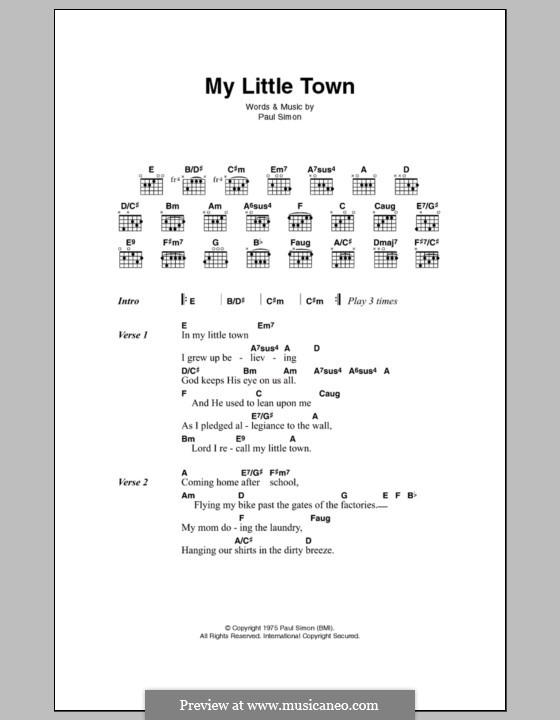 My Little Town: Letras e Acordes by Paul Simon