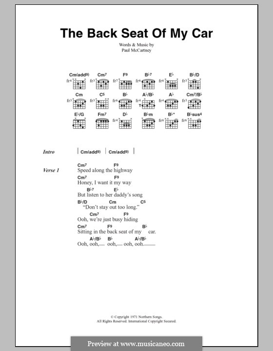 The Back Seat of My Car: Letras e Acordes by Paul McCartney