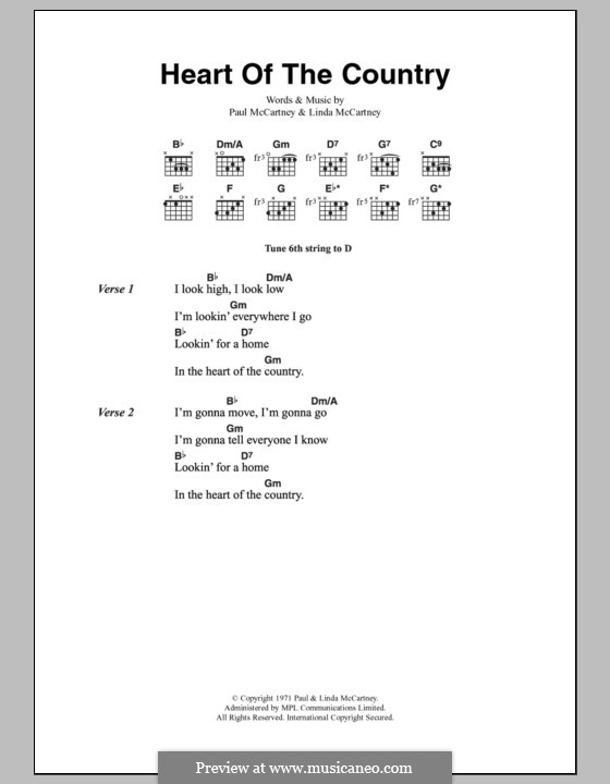 Heart of the Country: Letras e Acordes by Linda McCartney, Paul McCartney