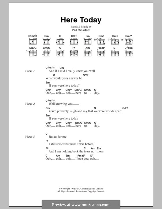 Here Today: Letras e Acordes by Paul McCartney