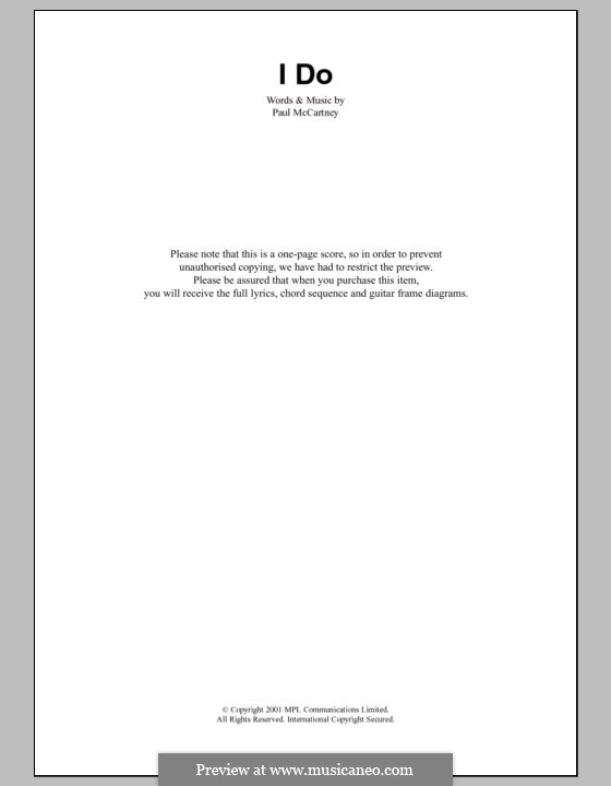 I Do: Letras e Acordes by Paul McCartney