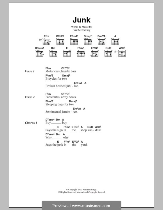 Junk: Letras e Acordes by Paul McCartney
