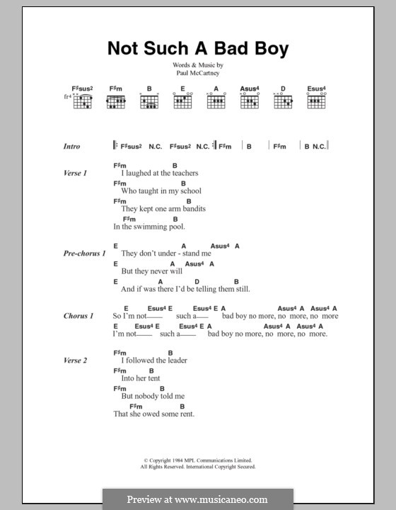 Not Such a Bad Boy: Letras e Acordes by Paul McCartney