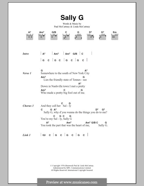 Sally G (Wings): Letras e Acordes by Linda McCartney, Paul McCartney