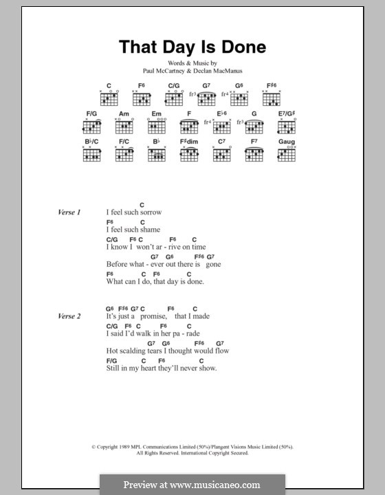 That Day Is Done: Letras e Acordes by Declan Macmanus, Elvis Costello, Paul McCartney