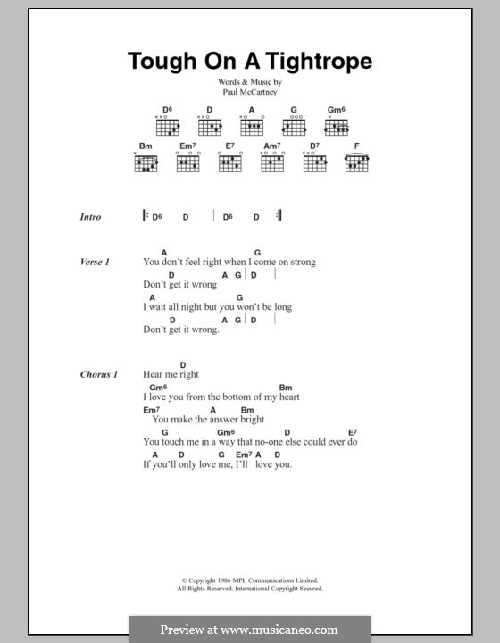 Tough on a Tightrope: Letras e Acordes by Paul McCartney