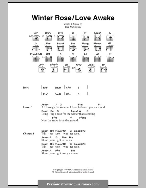 Winter Rose/Love Awake: Letras e Acordes by Paul McCartney