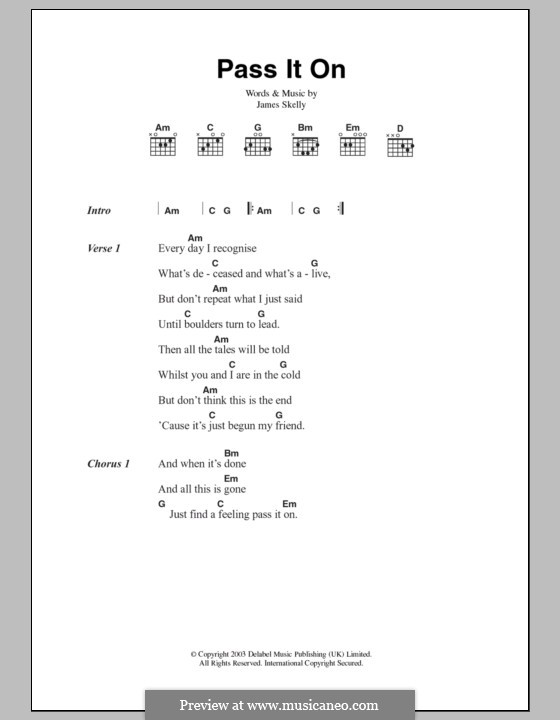 Pass It on (The Coral): Letras e Acordes by James Skelly