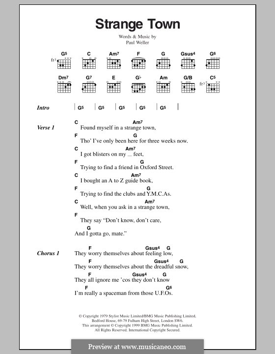 Strange Town (The Jam): Letras e Acordes by Paul Weller
