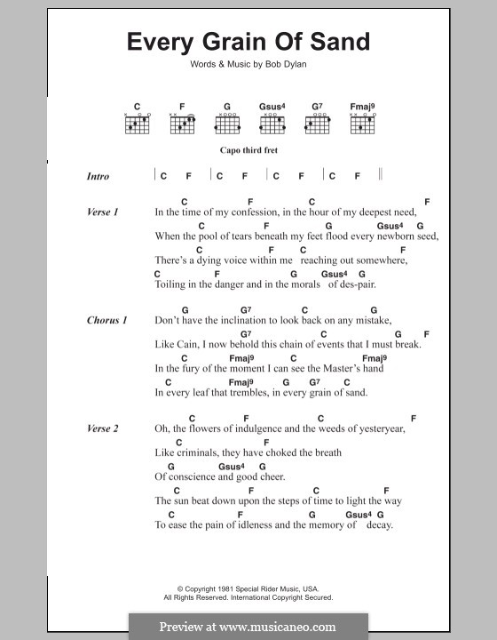 Every Grain of Sand: Letras e Acordes by Bob Dylan
