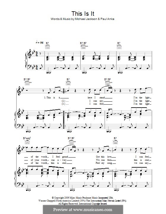 This Is It: Para vocais e piano (ou Guitarra) by Michael Jackson, Paul Anka