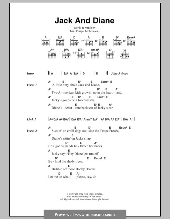 Jack and Diane por J. Mellencamp Partituras on músicaNeo