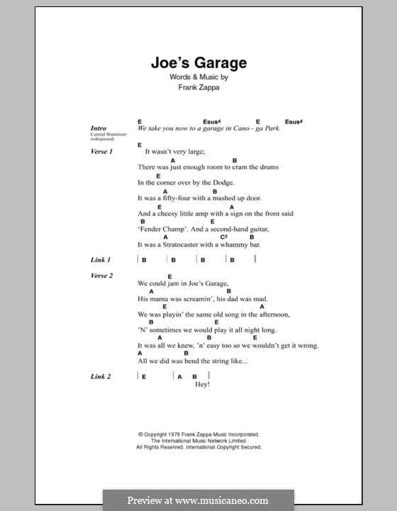 Joe's Garage por F. Zappa Partituras on músicaNeo