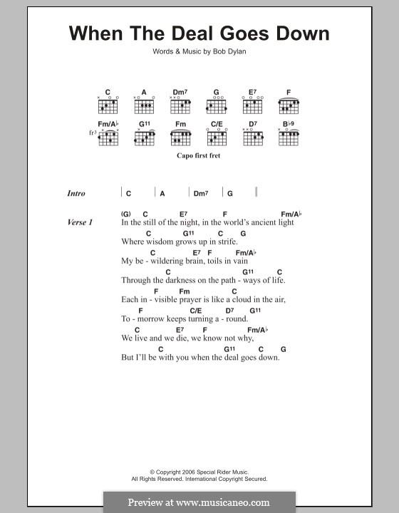 When the Deal Goes Go Down: Letras e Acordes by Bob Dylan