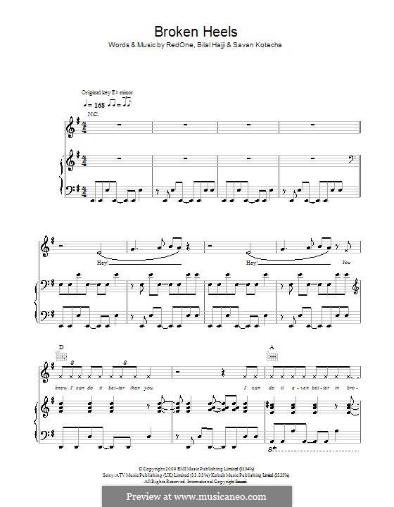 Broken Heels (Alexandra Burke): Para vocais e piano (ou Guitarra) by RedOne, Bilal Hajji, Savan Kotecha