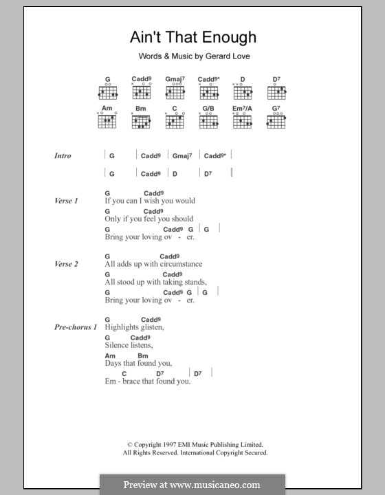 Ain't That Enough (Teenage Fanclub): Letras e Acordes by Gerard Love