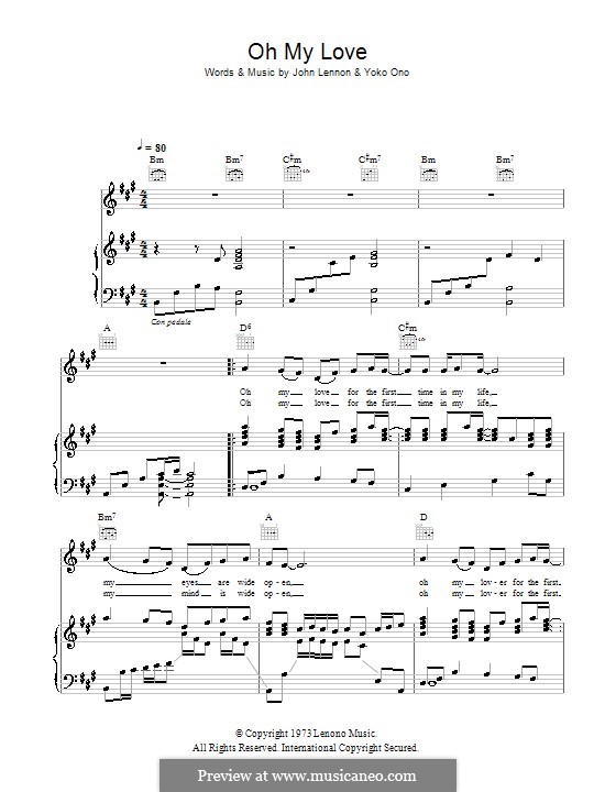 Oh My Love: Para vocais e piano (ou Guitarra) by John Lennon, Yoko Ono