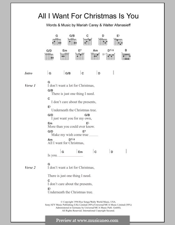 Vocal version: Letras e Acordes by Mariah Carey, Walter Afanasieff