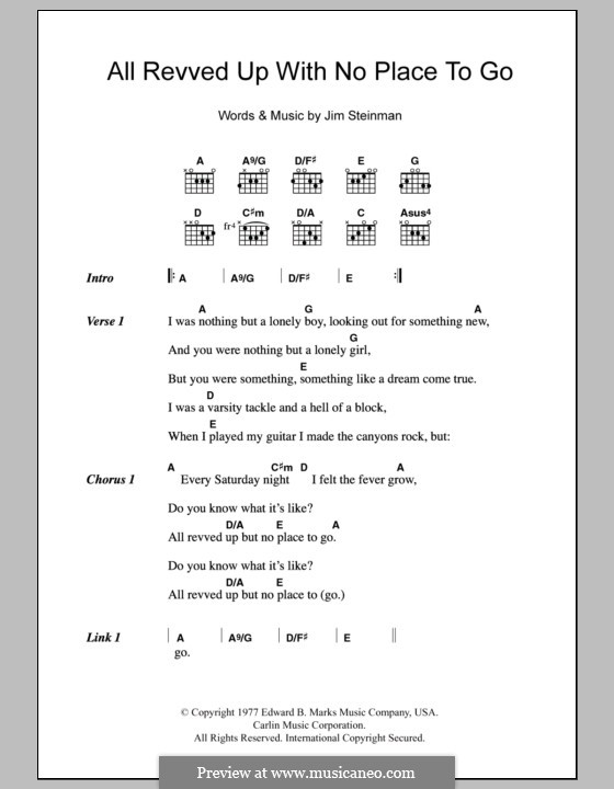 All Revved Up with No Place To Go (Meat Loaf): Letras e Acordes by Jim Steinman