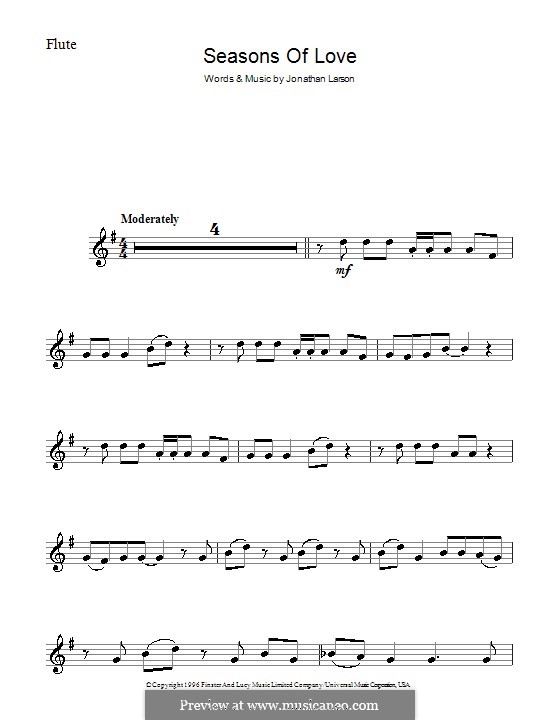 Seasons of Love (from Rent): para flauta by Jonathan Larson