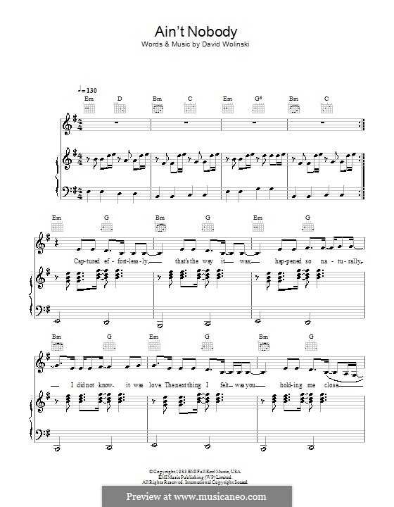 Ain't Nobody (Chaka Khan): Para vocais e piano (ou Guitarra) by David Wolinski