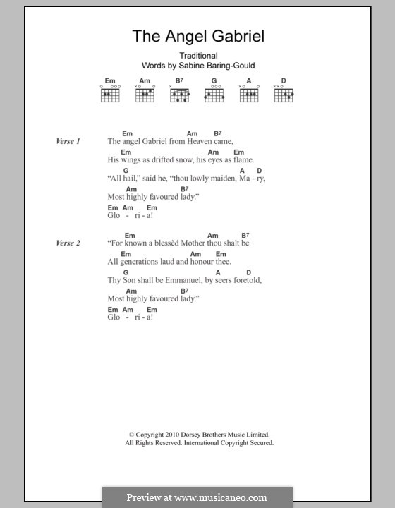 The Angel Gabriel: Letras e Acordes by folklore