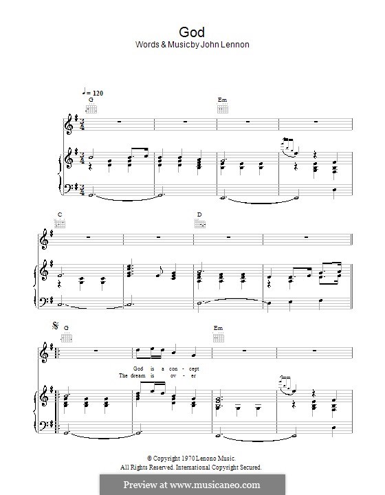 God: Para vocais e piano (ou Guitarra) by John Lennon