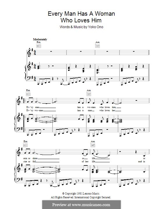 Every Man Has a Woman Who Loves Him: Para vocais e piano (ou Guitarra) by Yoko Ono