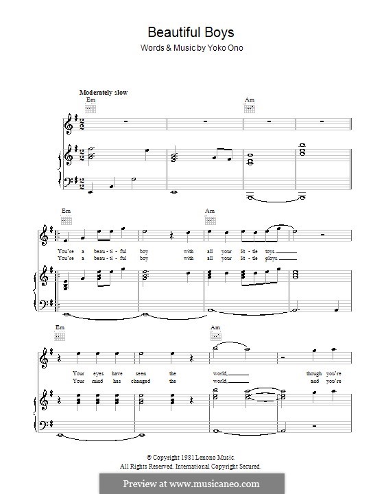 Beautiful Boys: Para vocais e piano (ou Guitarra) by Yoko Ono